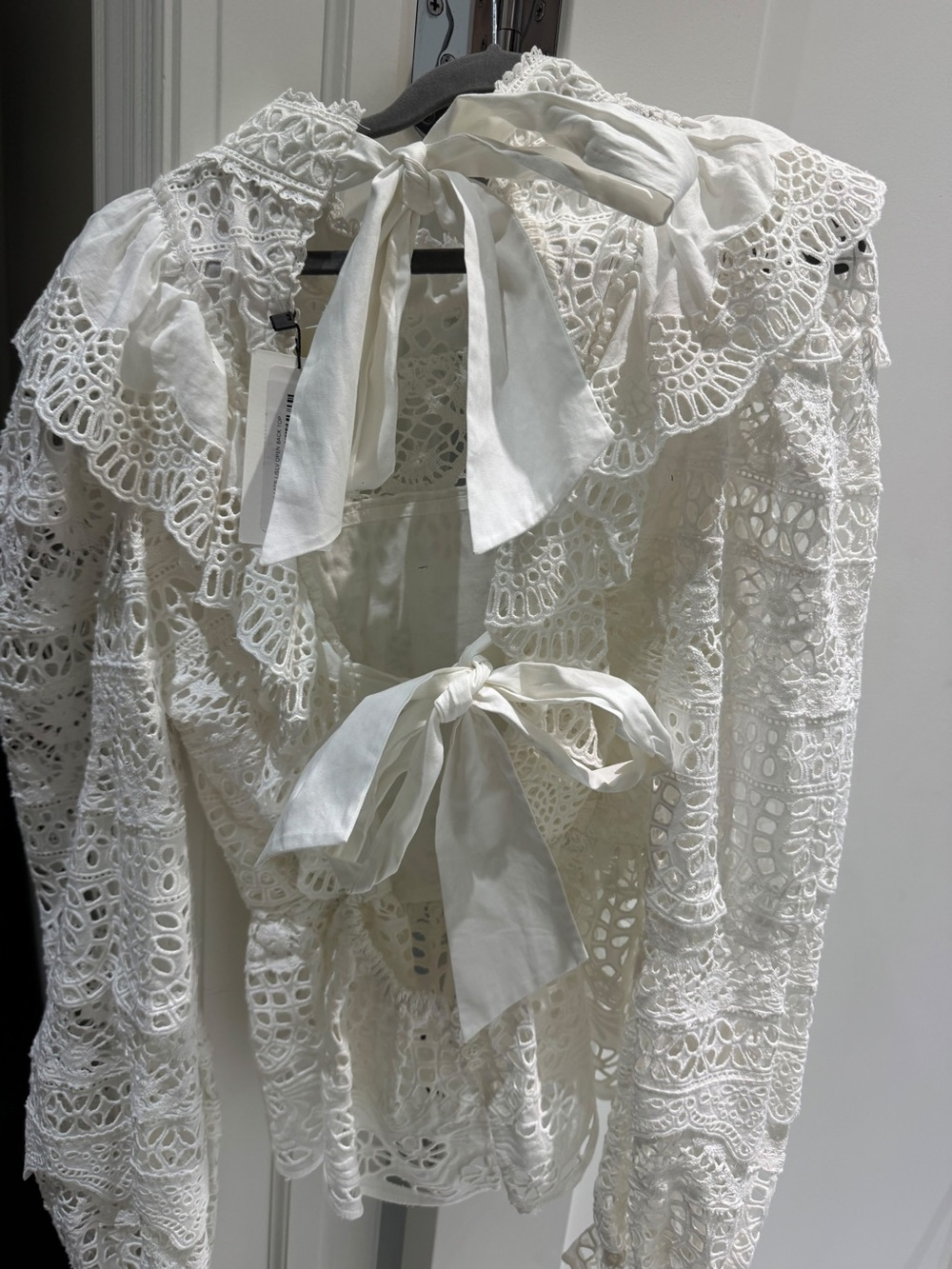White Lace Tie-Back Women's Top